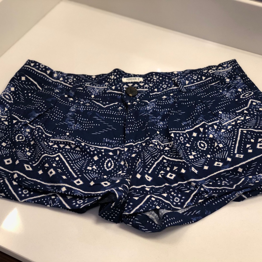 Forever 21 Soft Blue Tribal Print Shorts